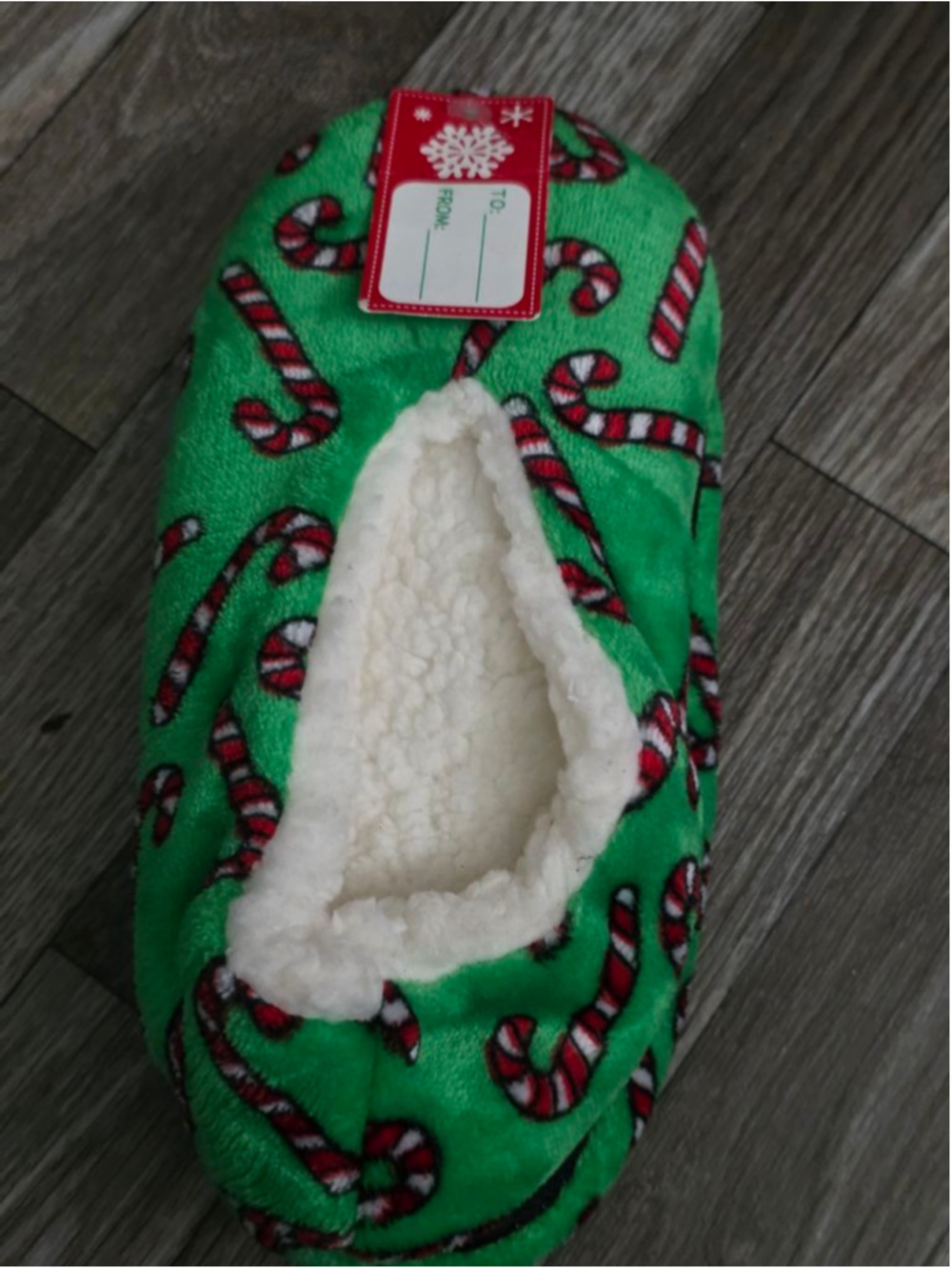 Women's Marshalls Green Red Candy Cane Christmas Slippers size 8